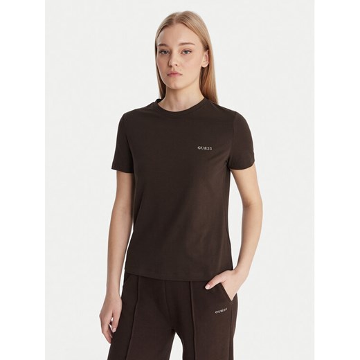 Guess T-Shirt V6RI07 J1314 Brązowy Regular Fit ze sklepu MODIVO w kategorii Bluzki damskie - zdjęcie 188143031