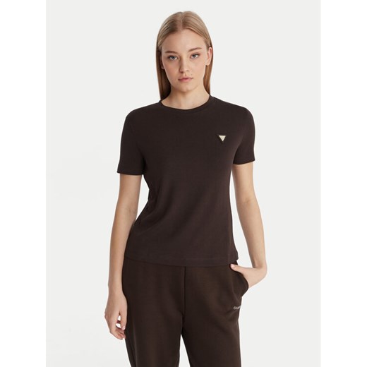 Guess T-Shirt V6RI17 KD741 Brązowy Regular Fit ze sklepu MODIVO w kategorii Bluzki damskie - zdjęcie 188143050