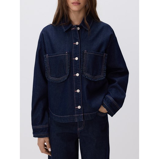 Reserved - Koszula z falbankami - granatowy Reserved XS Reserved