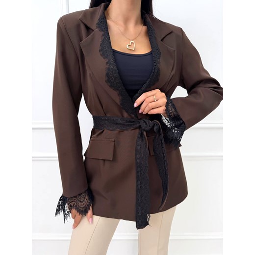 Czekoladowa Marynarka z Koronką Modnakiecka.pl 40 ModnaKiecka.pl