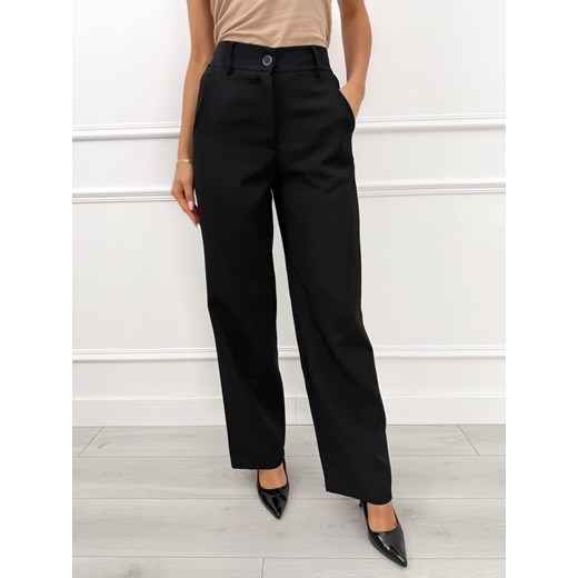 Czarne Eleganckie Spodnie z Prostymi Nogawkami ze sklepu ModnaKiecka.pl w kategorii Spodnie damskie - zdjęcie 188151772