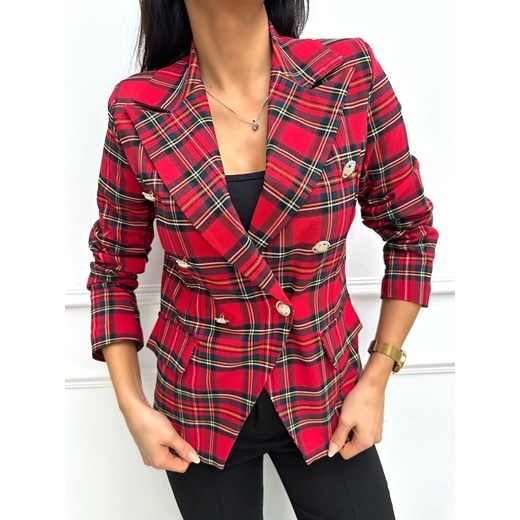 Czerwona Marynarka w Kratę Modnakiecka.pl 38 ModnaKiecka.pl