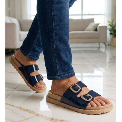 Granatowe klapki męskie /H2 16271 T039/ ze sklepu Pantofelek24.pl w kategorii Klapki męskie - zdjęcie 188152990