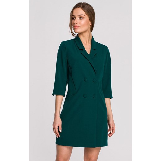 S254 sukienka żakietowa z paskiem w kolorze zielonym, Kolor zielony, Rozmiar 2XL, Stylove ze sklepu Primodo w kategorii Sukienki - zdjęcie 188153454