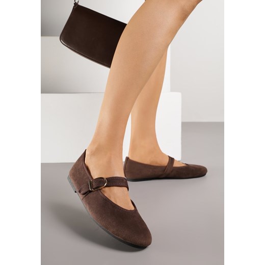 Brązowe Balerinki w Stylu Mary Jane Urifiel 39 born2be.pl