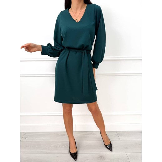 Ciemnozielona Sukienka z Dekoltem V ze sklepu ModnaKiecka.pl w kategorii Sukienki - zdjęcie 188244053