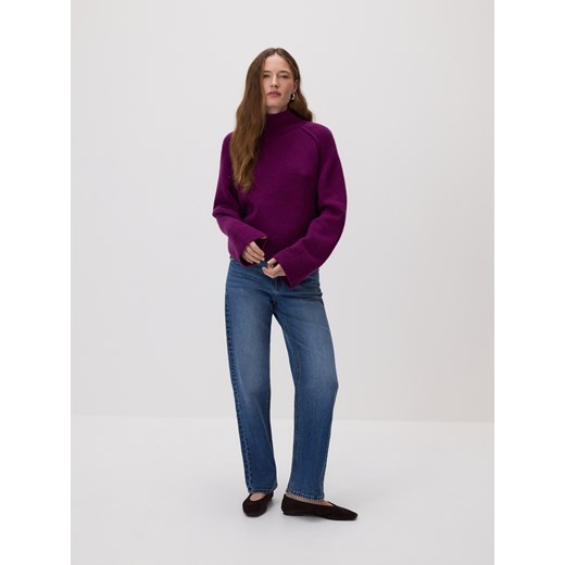 Reserved - Wełniany sweter z golfem - burgundowy ze sklepu Reserved w kategorii Swetry damskie - zdjęcie 188247191