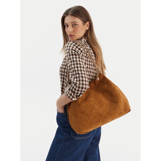 Torebka Tory Burch Fleming Suede 166064 Brązowy ze sklepu eobuwie.pl w kategorii Torebki damskie - zdjęcie 188250944