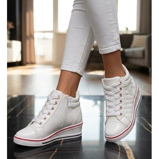 Wygodne dziecięce buciki z suwakami BIAŁE /A1-2 7601 S195/ ze sklepu Pantofelek24.pl w kategorii Trampki dziecięce - zdjęcie 188254803