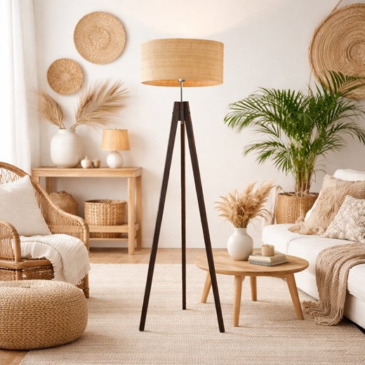 Drewniana lampa stojąca na 3 nogach w stylu boho HAITI BOHO ze sklepu Lysne w kategorii Lampy podłogowe - zdjęcie 188286714