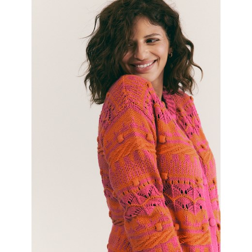 Reserved - Wzorzysty kardigan z bawełną - wielobarwny Reserved XS Reserved