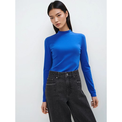 Mohito - Niebieska bluzka z długim rękawem - niebieski ze sklepu Mohito w kategorii Bluzki damskie - zdjęcie 188326492