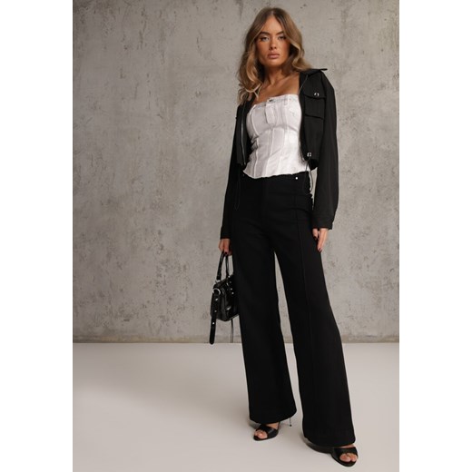 Czarne Jeansy Wide Leg High Waist z Bawełny Savarophila Renee XL renee.pl