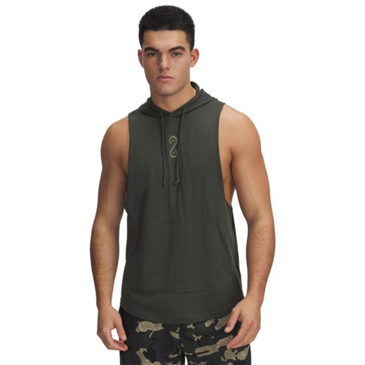 Męski top treningowy z kapturem Under Armour Project Rock Snake SL HD - khaki ze sklepu Sportstylestory.com w kategorii Bluzy męskie - zdjęcie 188335512