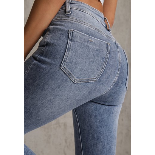 Niebieskie Bawełniane Jeansy Dzwony High Waist Kelapheu Renee XS renee.pl