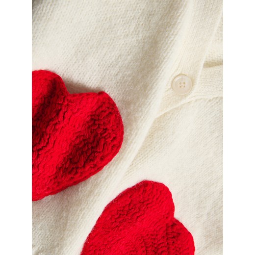 Reserved - Kardigan z haftem - kremowy Reserved M Reserved