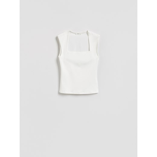 Reserved - Gładki top - biały ze sklepu Reserved w kategorii Bluzki damskie - zdjęcie 188338382