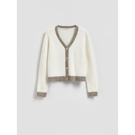 Reserved - Kardigan z kontrastowymi wstawkami - kremowy ze sklepu Reserved w kategorii Swetry damskie - zdjęcie 188353630