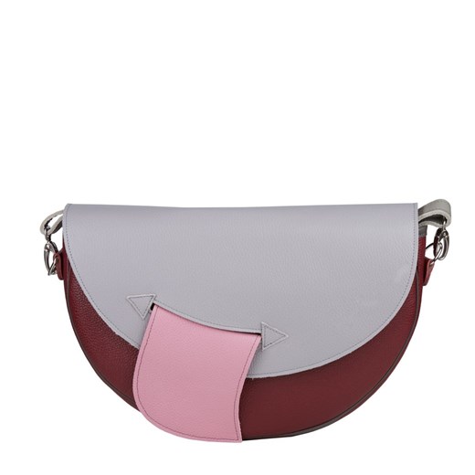 bordowo szara torebka damska skórzana na ramię Moon ze sklepu Słoń Torbalski w kategorii Listonoszki - zdjęcie 188360101