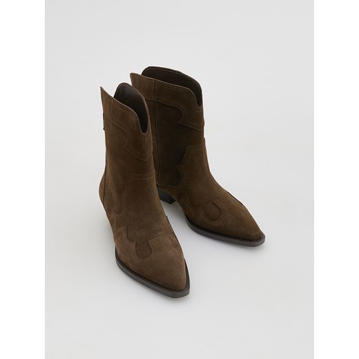 Reserved - Zamszowe botki - ciemnobrązowy Reserved 39 Reserved