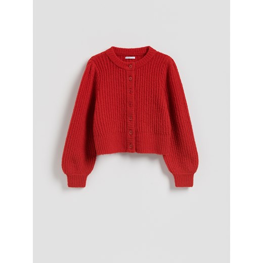 Reserved - Kardigan z bufiastymi rękawami - czerwony Reserved L Reserved