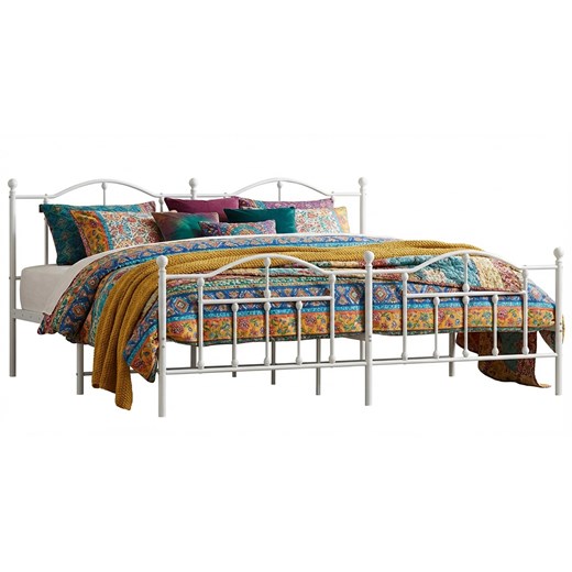 Białe metalowe łóżko industrialne 200x200 cm S6-F23 ze sklepu Edinos.pl w kategorii Łóżka i materace - zdjęcie 188378400