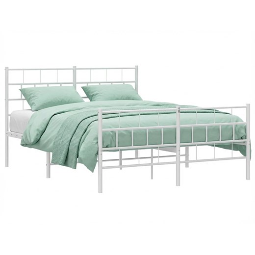 Białe dwuosobowe metalowe łóżko 120x200 A1-P90 ze sklepu Edinos.pl w kategorii Łóżka i materace - zdjęcie 188378404