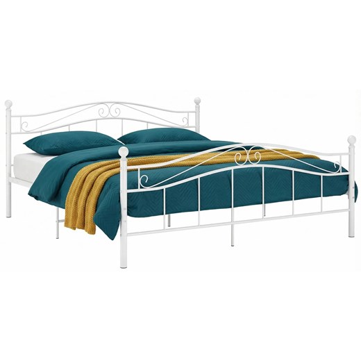 Białe Metalowe Łózko Małżeńskie 200X200 Cm F4-T02 ze sklepu Edinos.pl w kategorii Łóżka i materace - zdjęcie 188385440