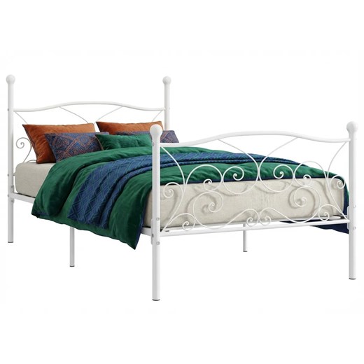 Metalowe łóżko pojedyncze w kolorze białym 90x200 cm L7-S33 ze sklepu Edinos.pl w kategorii Łóżka i materace - zdjęcie 188385444