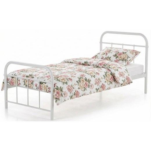 Białe pojedyncze łóżko z metalu 90x200 F7-F49 ze sklepu Edinos.pl w kategorii Łóżka i materace - zdjęcie 188385463