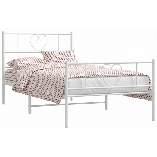 Białe pojedyncze łóżko metalowe 90x200 cm M3-H79 ze sklepu Edinos.pl w kategorii Łóżka i materace - zdjęcie 188406212