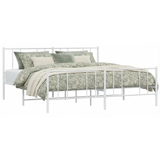 Białe metalowe duże łóżko małżeńskie 200x200 cm Z6-L24 ze sklepu Edinos.pl w kategorii Łóżka i materace - zdjęcie 188406220