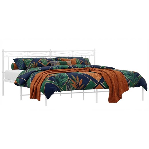 Białe metalowe łóżko małżeńskie 200x200 cm B5-S14 ze sklepu Edinos.pl w kategorii Łóżka i materace - zdjęcie 188406223