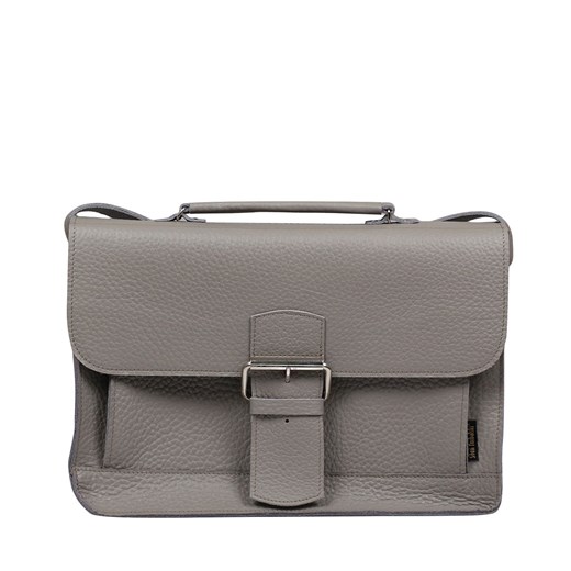 popielata torba skórzana na ramię i do ręki  Boston ze sklepu Słoń Torbalski w kategorii Listonoszki - zdjęcie 188412952