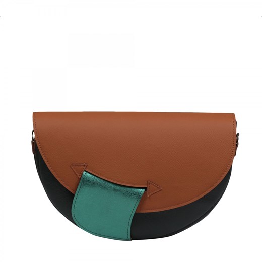 brązowo zielona torebka skórzana na ramię Moon ze sklepu Słoń Torbalski w kategorii Listonoszki - zdjęcie 188412960