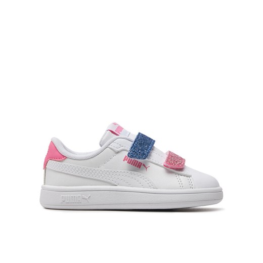 Sneakersy Puma Smash 3.0 L Glitter Velcro V Inf 395610-01 Biały ze sklepu eobuwie.pl w kategorii Trampki dziecięce - zdjęcie 188417024