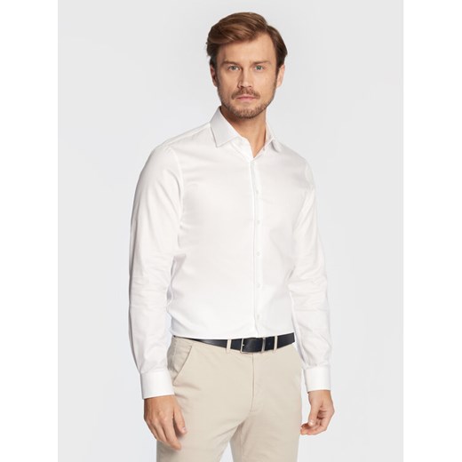 Calvin Klein Koszula K10K108427 Biały Slim Fit ze sklepu MODIVO w kategorii Koszule męskie - zdjęcie 188418671