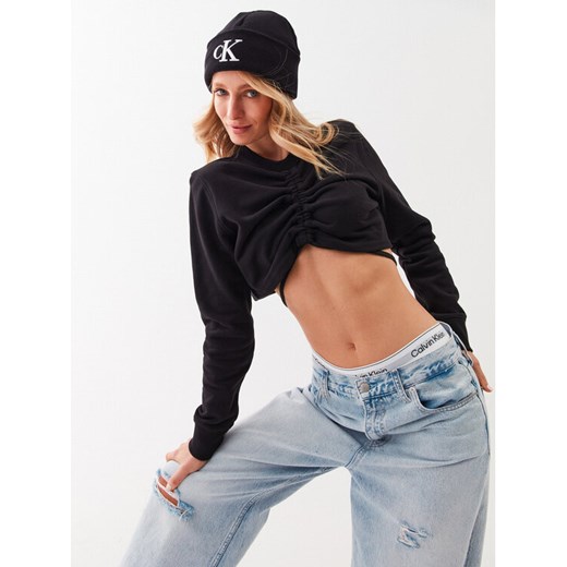 Calvin Klein Jeans Bluza J20J220690 Czarny Regular Fit ze sklepu MODIVO w kategorii Bluzy damskie - zdjęcie 188418733
