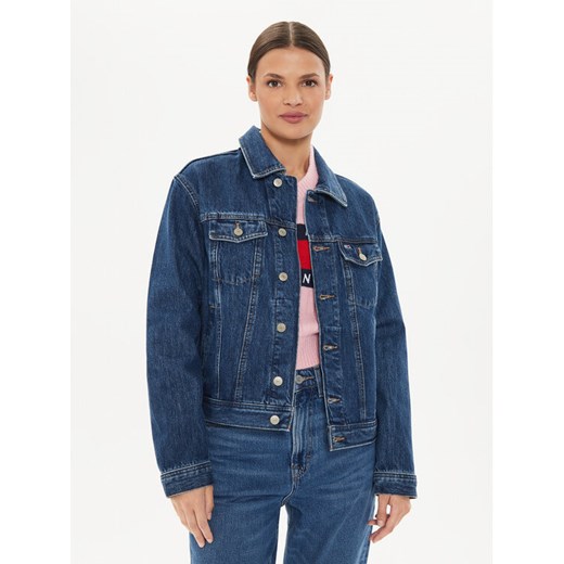 Tommy Jeans Kurtka jeansowa DW0DW19280 Granatowy Mom Fit ze sklepu MODIVO w kategorii Kurtki damskie - zdjęcie 188418813