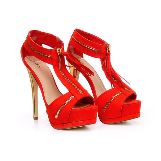 Sandały szpilki w stylu Boho /F1-3 Y114 S2406/ Czerwone pantofelek24 czerwony elegancki