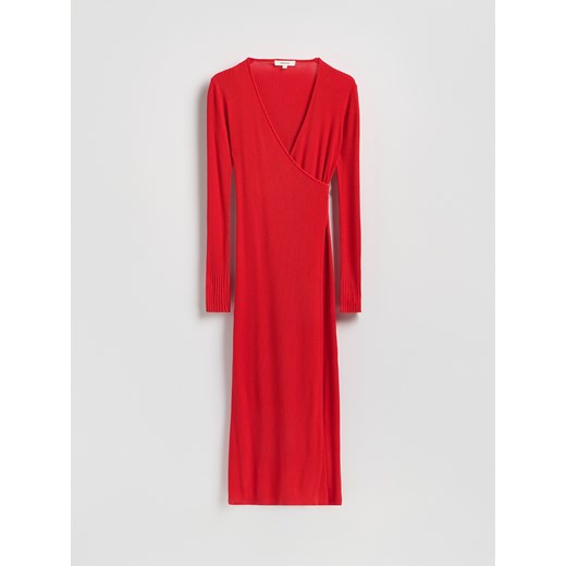 Reserved - Prążkowana sukienka z wiązaniem - czerwony ze sklepu Reserved w kategorii Sukienki - zdjęcie 188425493