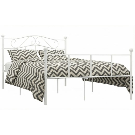 Białe metalowe łózko dwuosobowe 160x200 cm S4-W73 ze sklepu Edinos.pl w kategorii Łóżka i materace - zdjęcie 188426154