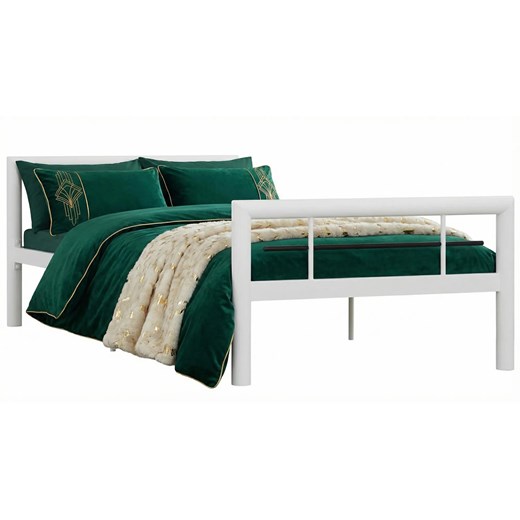 Białe metalowe łóżko pojedyncze 100x200 cm W0-E76 ze sklepu Edinos.pl w kategorii Łóżka i materace - zdjęcie 188426160