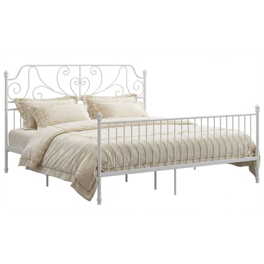 Białe metalowe łózko 160x200 cm T3-E45 ze sklepu Edinos.pl w kategorii Łóżka i materace - zdjęcie 188426162