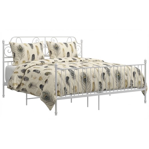 Białe metalowe łóżko małżeńskie 180x200 cm D1-E84 ze sklepu Edinos.pl w kategorii Łóżka i materace - zdjęcie 188426163