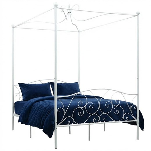 Białe metalowe łóżko rustykalne 140x200 cm G2-R94 ze sklepu Edinos.pl w kategorii Łóżka i materace - zdjęcie 188426171