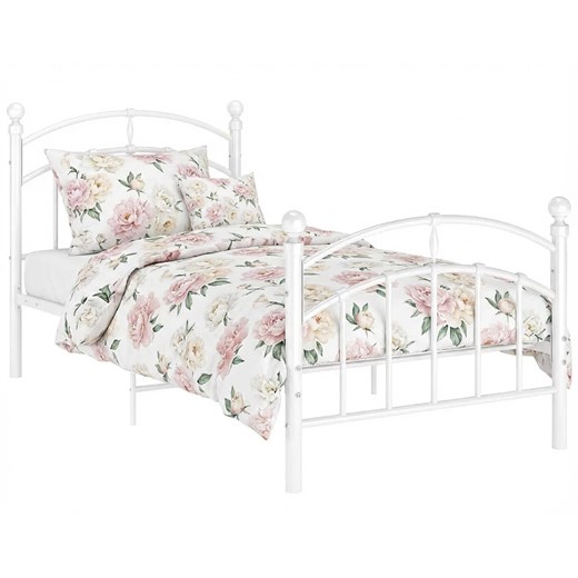 Białe metalowe łóżko z zagłówkiem 100x200 cm D9-B24 ze sklepu Edinos.pl w kategorii Łóżka i materace - zdjęcie 188426173