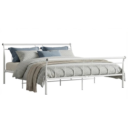 Białe metalowe łóżko małżeńskie 160x200 cm Z7-D96 ze sklepu Edinos.pl w kategorii Łóżka i materace - zdjęcie 188426180