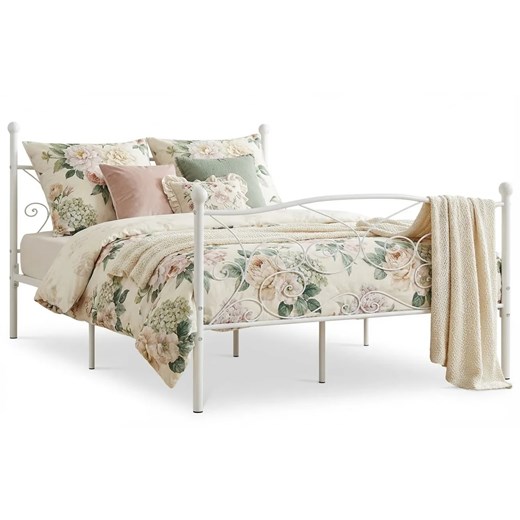 Białe rustykalne łóżko małżeńskie 160x200 cm R0-S95 ze sklepu Edinos.pl w kategorii Łóżka i materace - zdjęcie 188426183