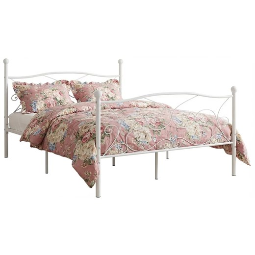 Białe metalowe łóżko w stylu retro 200x200 cm S1-W76 ze sklepu Edinos.pl w kategorii Łóżka i materace - zdjęcie 188426184